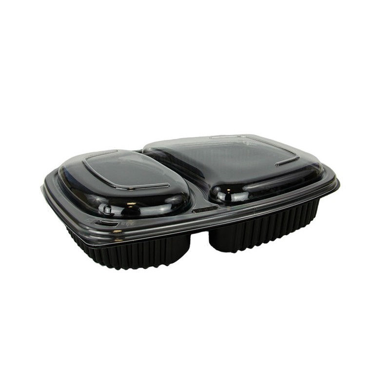 Envase Base Negra con Divisiones + Tapa Transparente PP