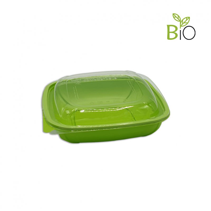 Ensaladera con Tapa & Base Verde Compostable
